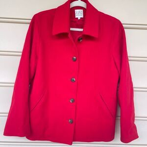 SAKS FIFTH AVENUE Bright Red Wool Cashmere Button Up Coat Size Small